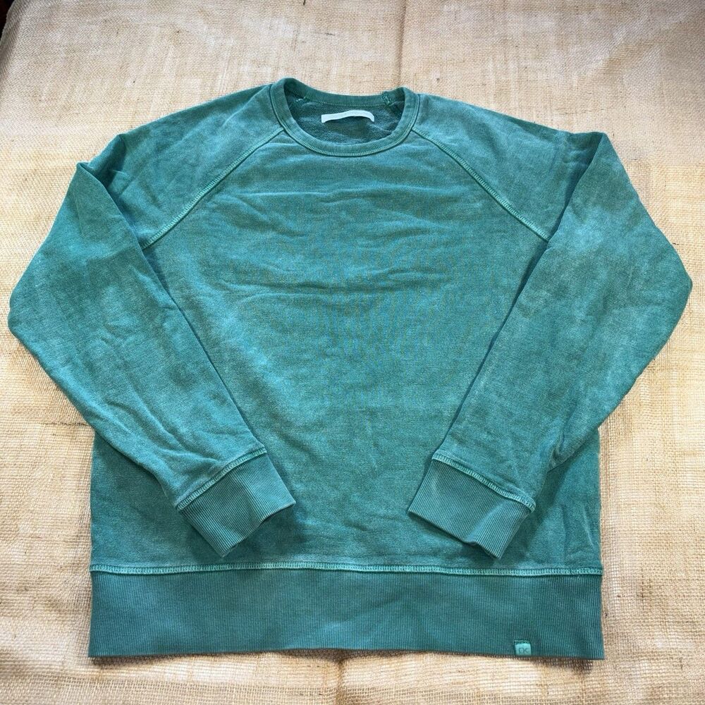 Outerknown Hightide Crew Neck Pullover Teal Green Terry Knit Long Sleeve Size M